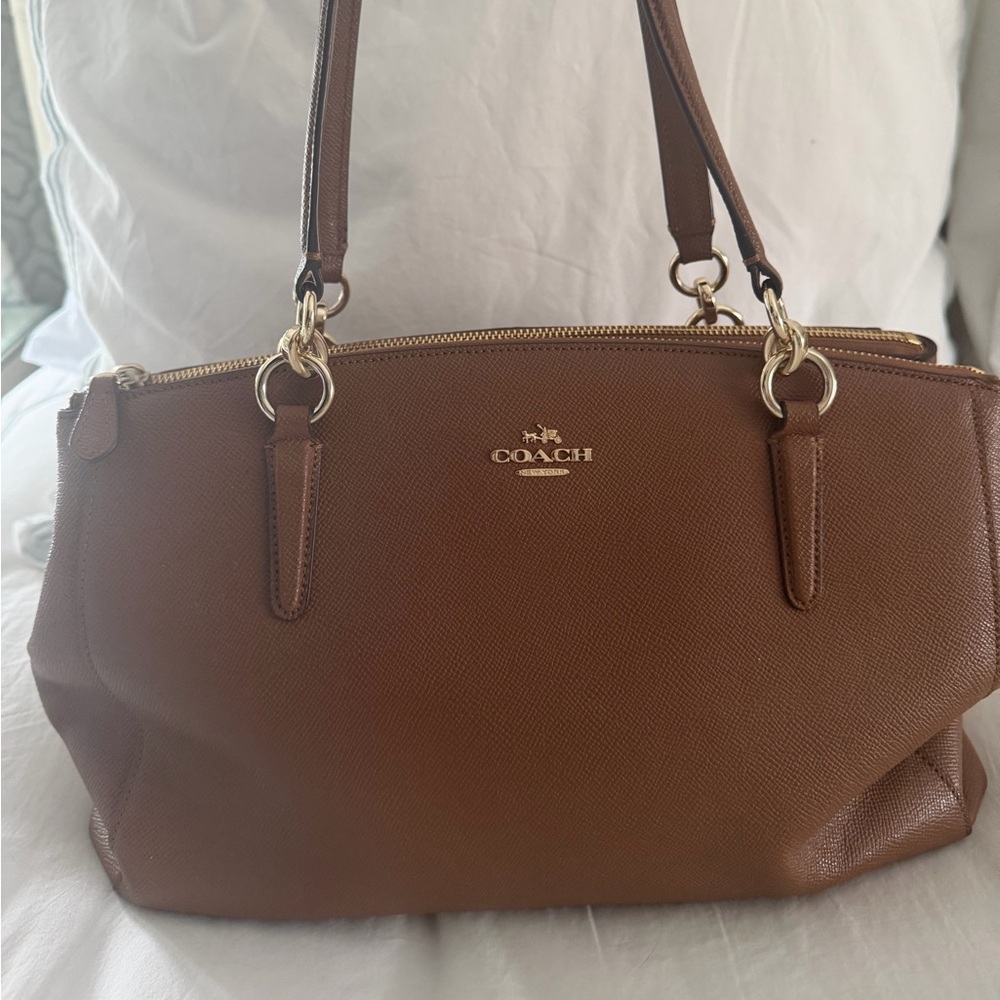 Coach Caramel Brown Leather Shoulder & Crossbody Bag with Gold Hardware